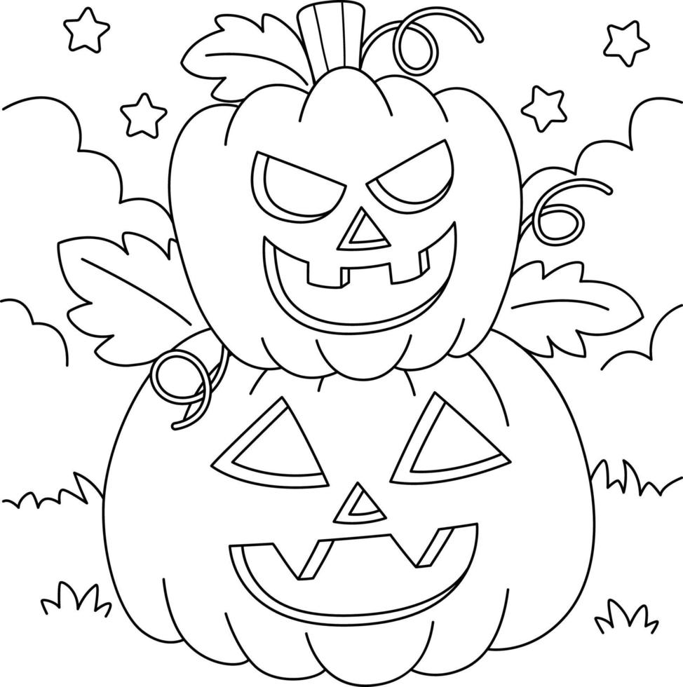 desenho de abóbora de halloween 2 camadas para colorir para crianças  7528043 Vetor no Vecteezy